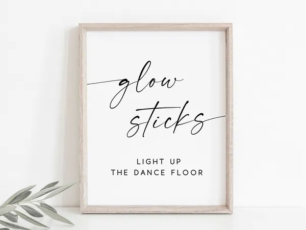 Glow Sticks Wedding Send-Off Sign, Reception Art Print