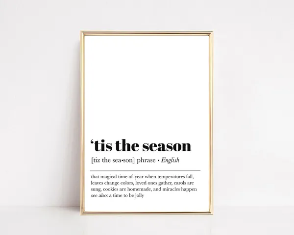 Tis The Season Definition Print, Modern Christmas