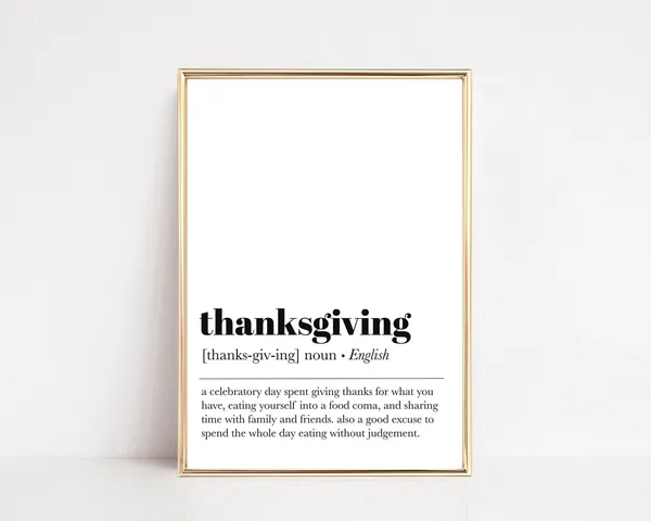 Thanksgiving Definition Print, Fall Holiday Decor