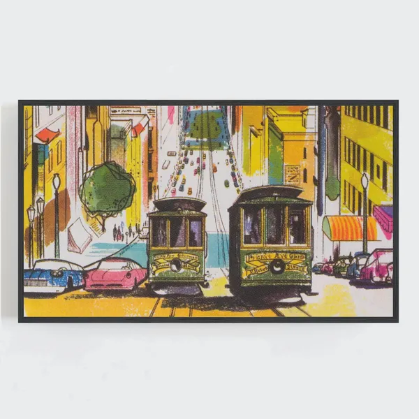 San Francisco Cable Cars Retro Travel Poster