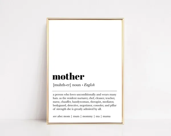 Mother Definition Minimalist Art Print for Mom