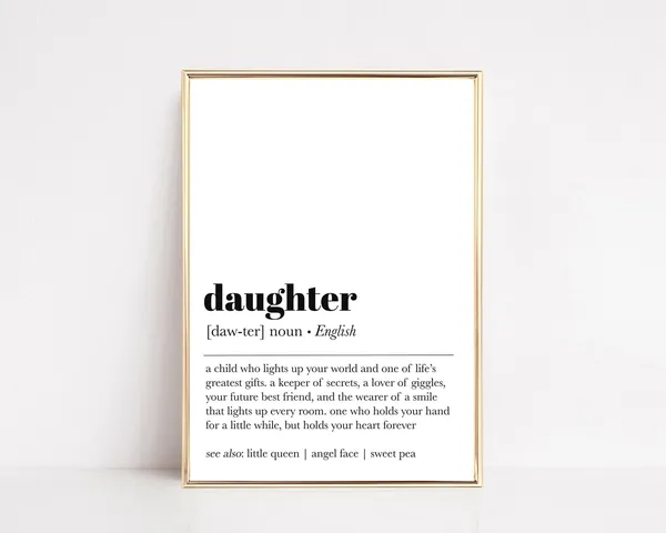 Daughter Definition Art Print, Family Room Decor