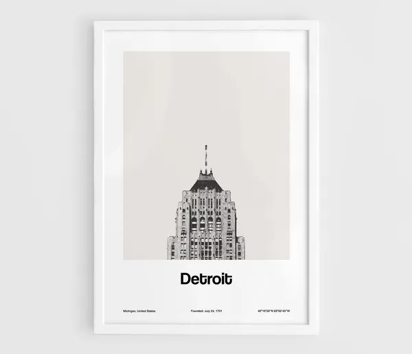 Detroit MI Fisher Building Minimalist Travel Poster