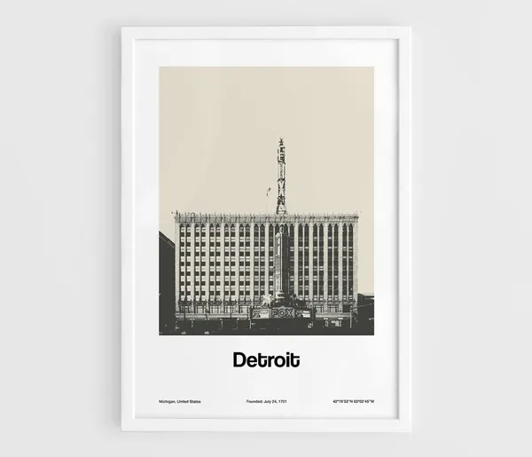 Detroit Fox Theatre Art Deco Building Poster