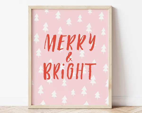 Merry And Bright Christmas Boho Art Print