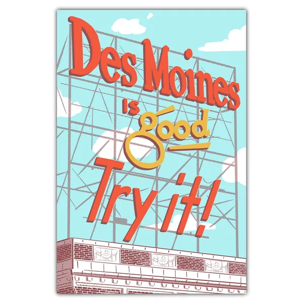 Des Moines Colonial Sign Travel Poster