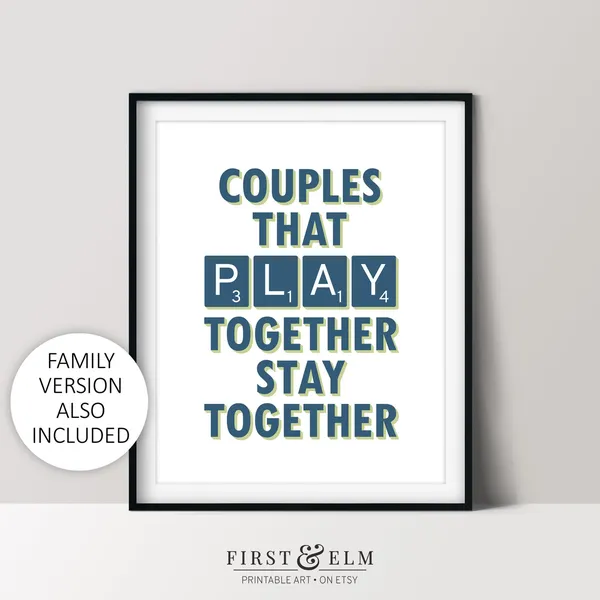Couples That Play Together Game Room Wall Art