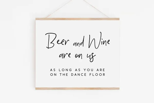 Beer and Wine Wedding Bar Sign Cheers Poster