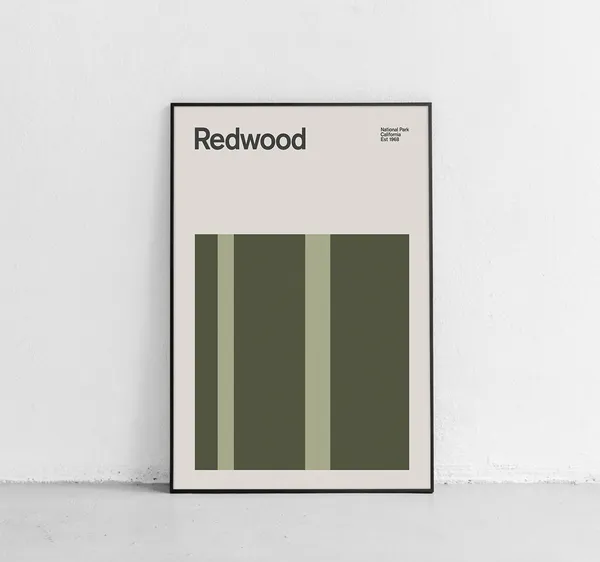 Redwood National Park Mid-Century Travel Poster