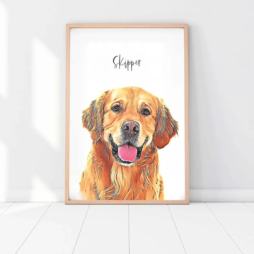 Father In Law Dog Portrait, Gift For Dad Art Print