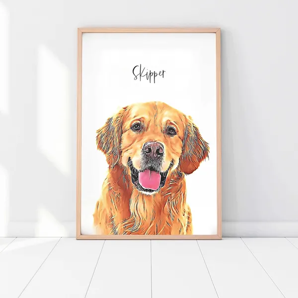 Father In Law Dog Portrait, Gift For Dad Art Print