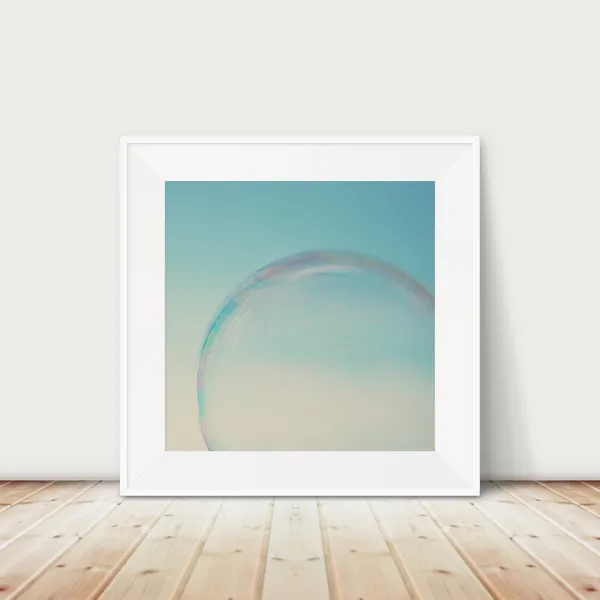 Bubble Photograph Mint Nursery Bathroom Abstract Art Print