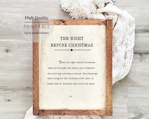 Twas The Night Before Christmas Poster, Farmhouse
