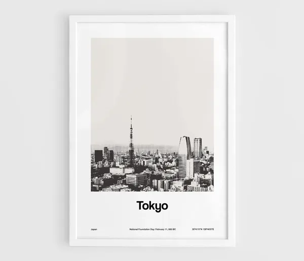 Tokyo Skyline Minimalist Travel Poster, Japan