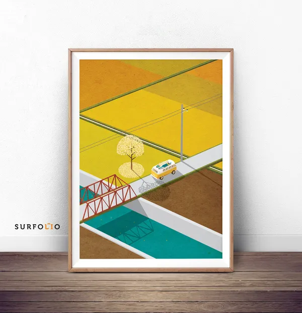 Retro Surf Van Vintage Travel Art Print