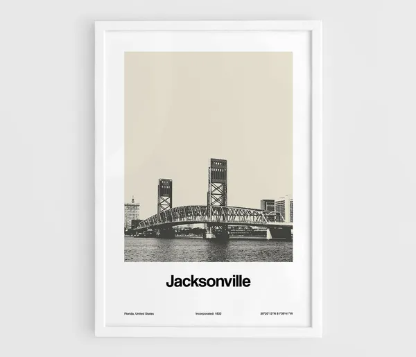 Jacksonville Florida Minimalist Skyline Art Print