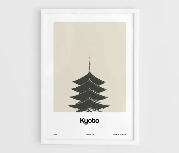 Kyoto City Minimalist Art Print, To-ji Temple