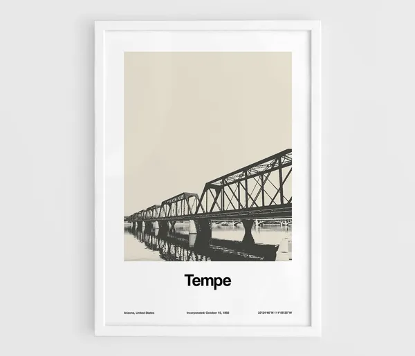 Tempe Arizona Skyline Poster, Minimalist City Print
