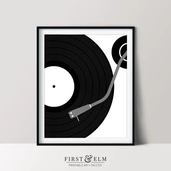 Record Player Turntable Music Art Print, Band Studio