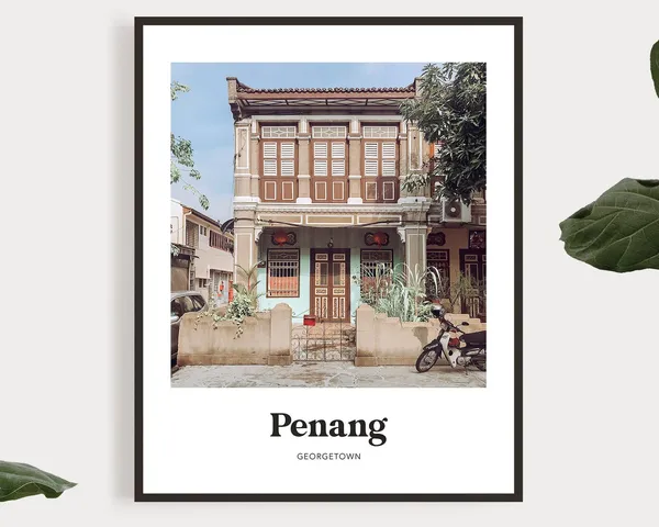 Penang Malaysia Shophouse Georgetown Travel Poster
