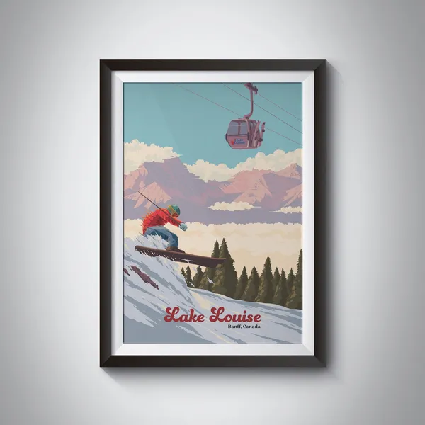 Lake Louise Ski Resort Vintage Travel Poster Print