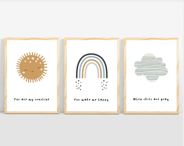 Baby Boy Rainbow Nursery Art Print for Kids' Rooms