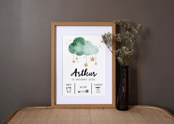 Personalized Birth Poster Rain Of Stars, Poster