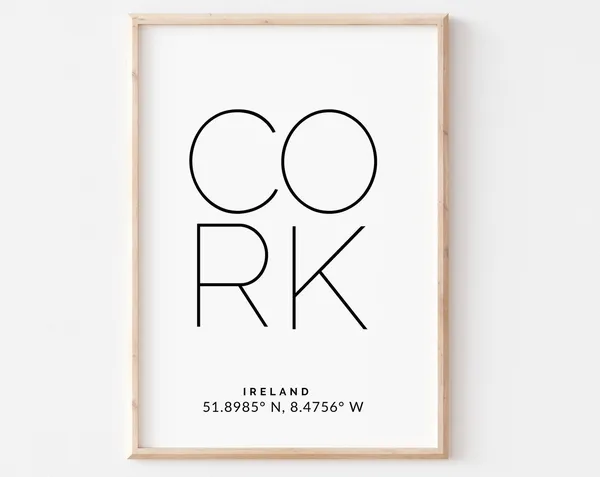 Cork Irish Wall Decor, Ireland Travel Poster