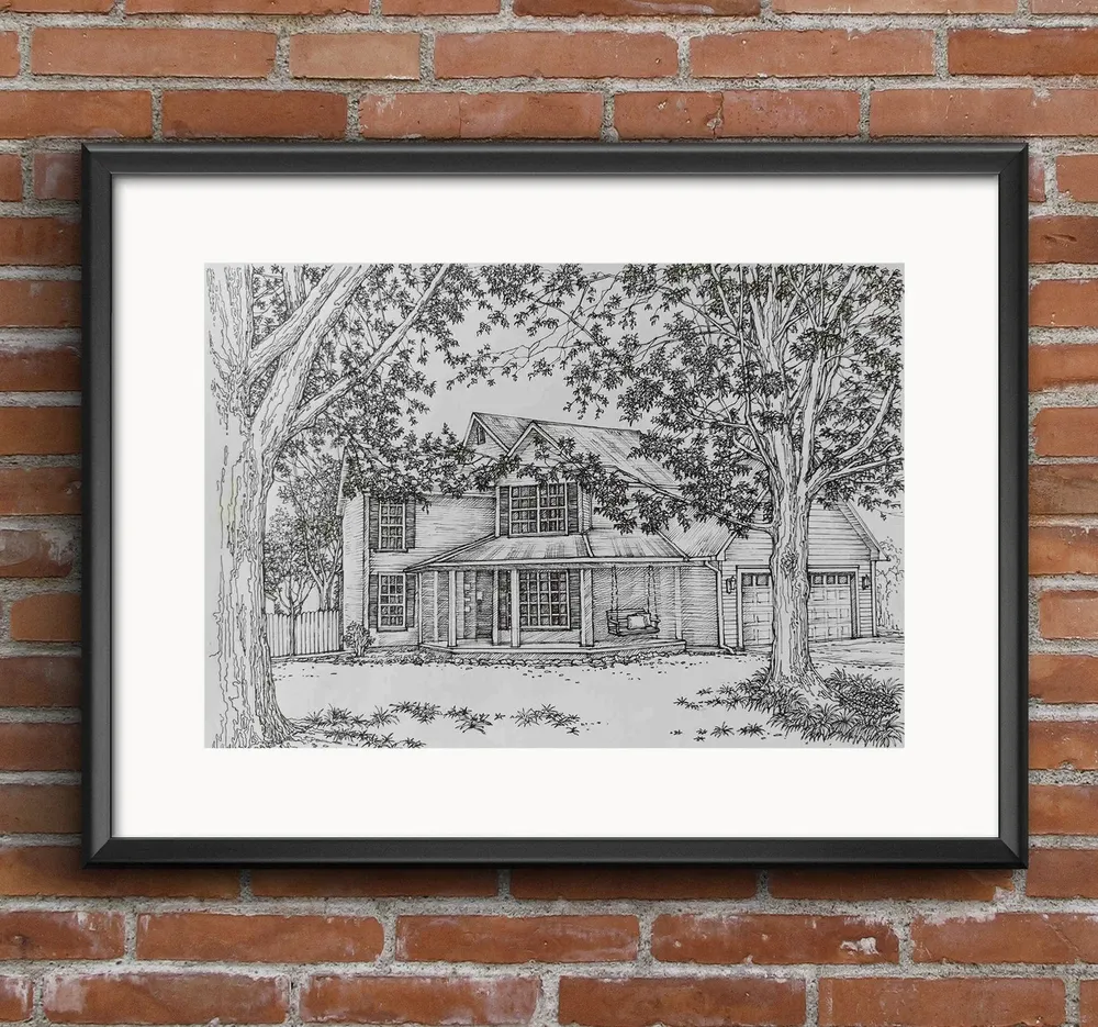 Custom Home Portrait, Hand-Drawn House Sketch Print