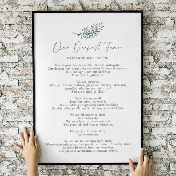 Our Deepest Fear by Marianne Williamson, Art Print