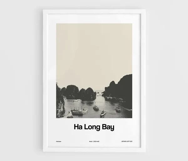 Ha Long Bay Skyline Vietnam Minimalist Travel Poster