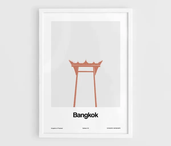 Bangkok Giant Swing Travel Poster, Minimalist City Print
