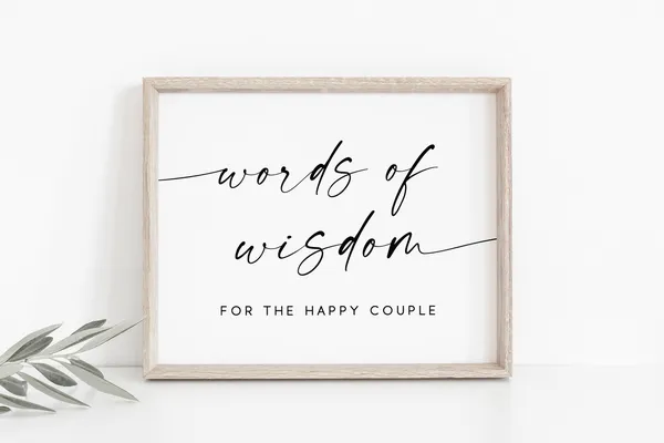 Words of Wisdom for the Happy Couple Sign, Wedding Advice