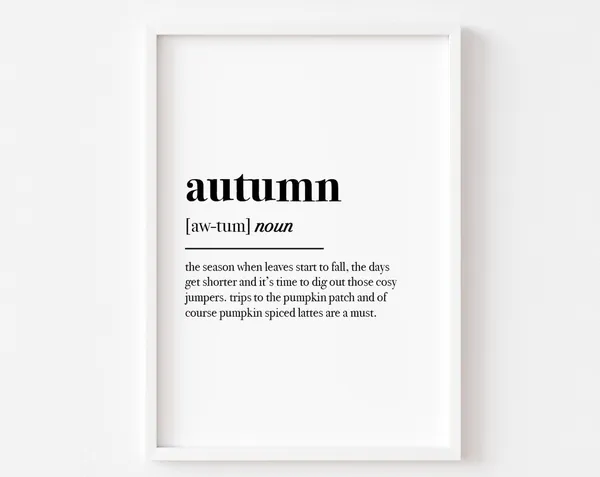 Autumn Definition Art Print, Pumpkin Fall Decor