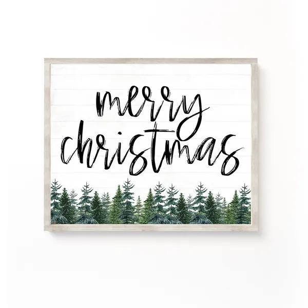 Farmhouse Christmas Decor Merry Sign, Rustic Tree