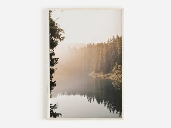 Misty Forest Pond Photo Landscape, Colorado Mountain Lake