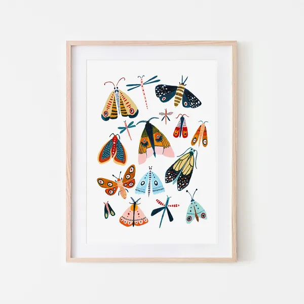 Moth Insect Print, Woodland Nursery Wall Art