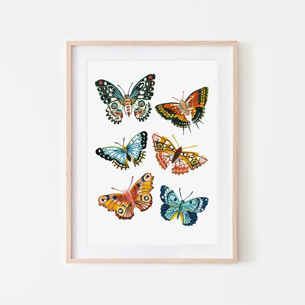 Butterfly Nursery Art Print, Woodland Kids Decor