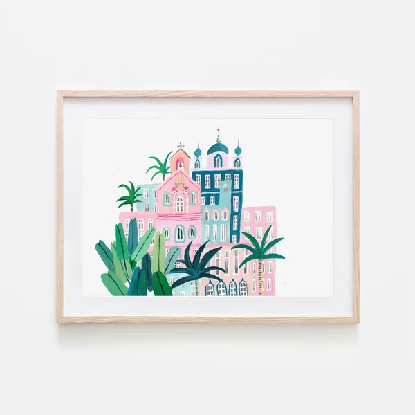 Moroccan Houses Boho Art Print, Home Decor