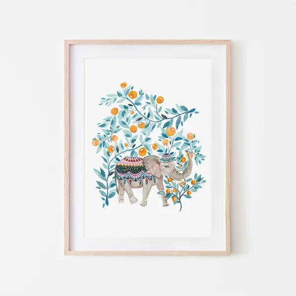 Elephant Nursery Wall Art, Boho Baby Decor