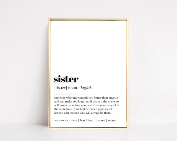 Sister Definition Minimalist Wall Art Print
