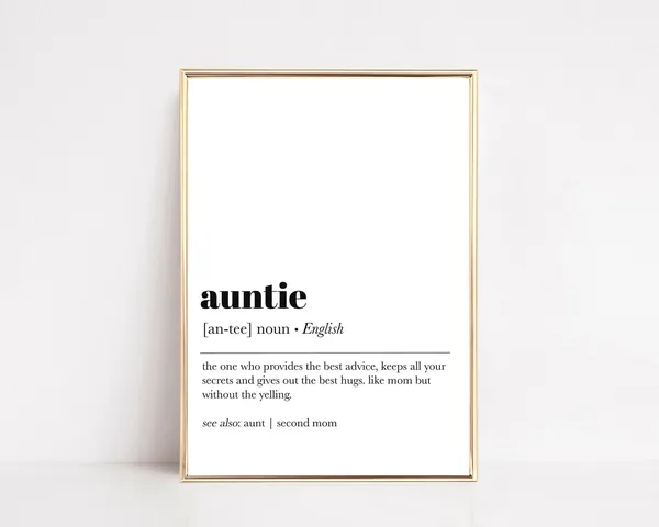 Auntie Definition Poster, Family Gift for Her