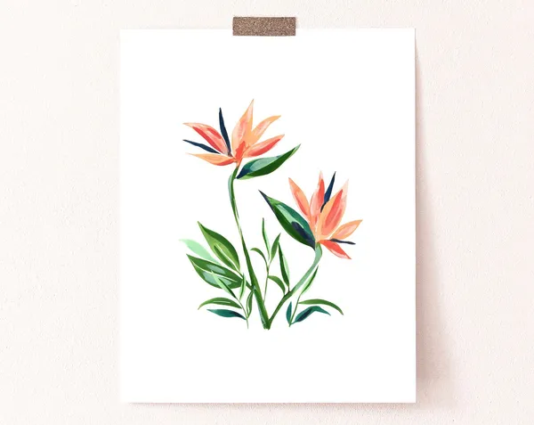 Bird Of Paradise Art Print, Tropical Botanical Wall Art