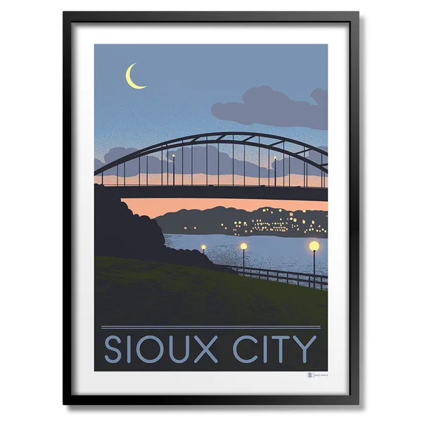 Sioux City Bridge Sunset Travel Poster