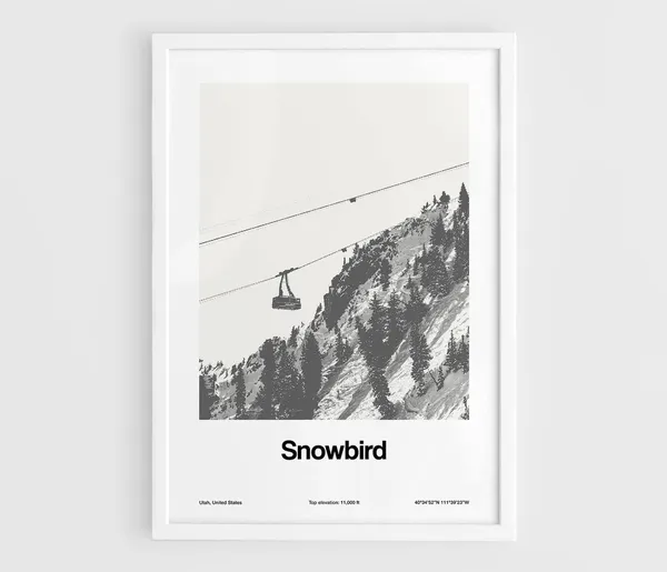 Snowbird Utah Minimalist Travel Poster, Rocky Mountains
