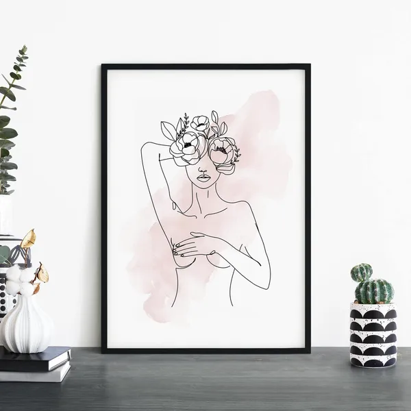 Female Fashion Line Drawing Art Print, Minimalist