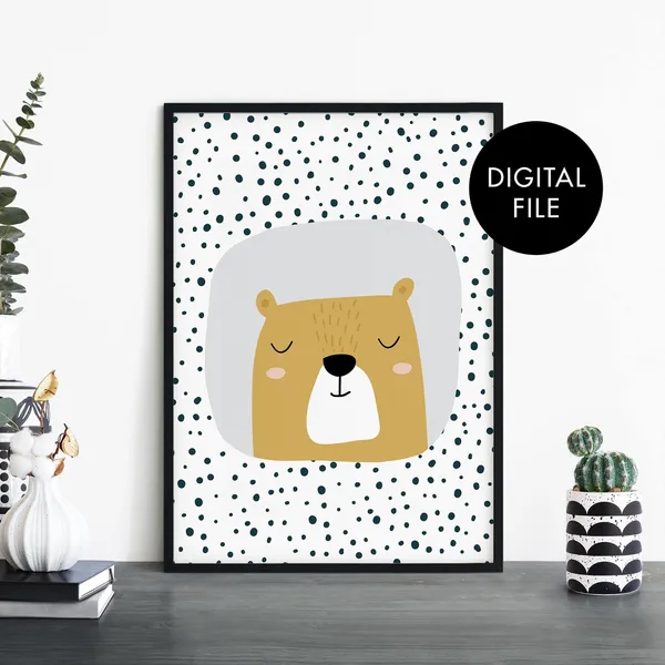 Bear Poster Print for Nursery Bedroom