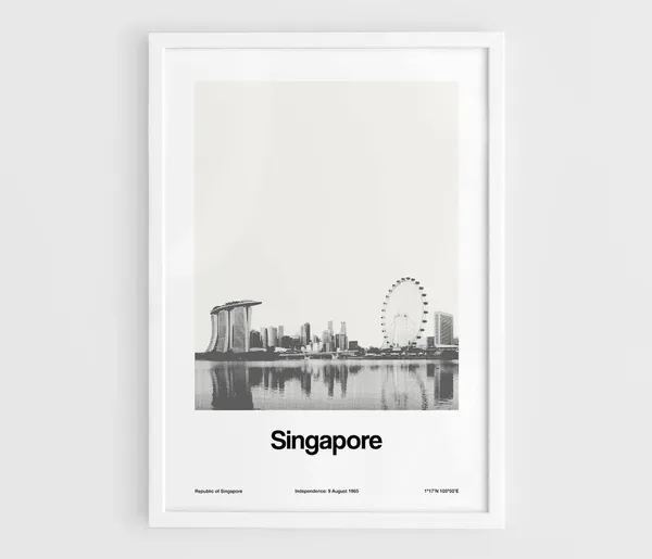 Singapore Skyline Minimalist City Poster Print