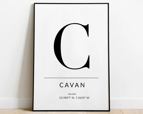 Co. Cavan Irish Travel Poster, Ireland Wall Decor