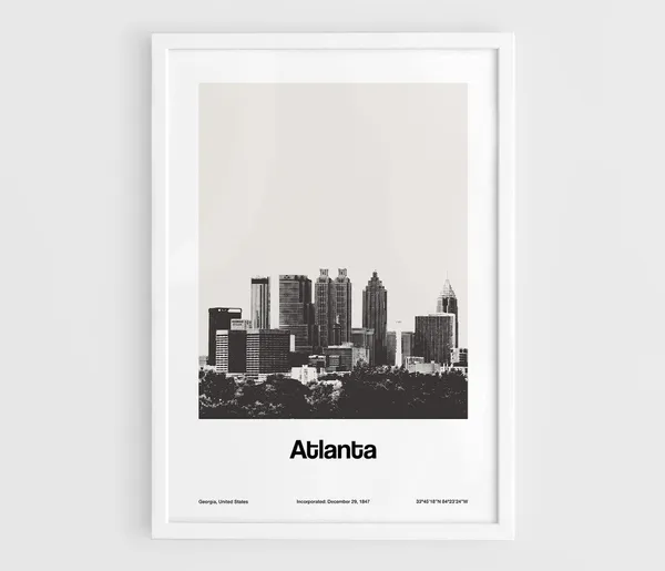 Atlanta Skyline Minimalist Poster, Atlanta Georgia